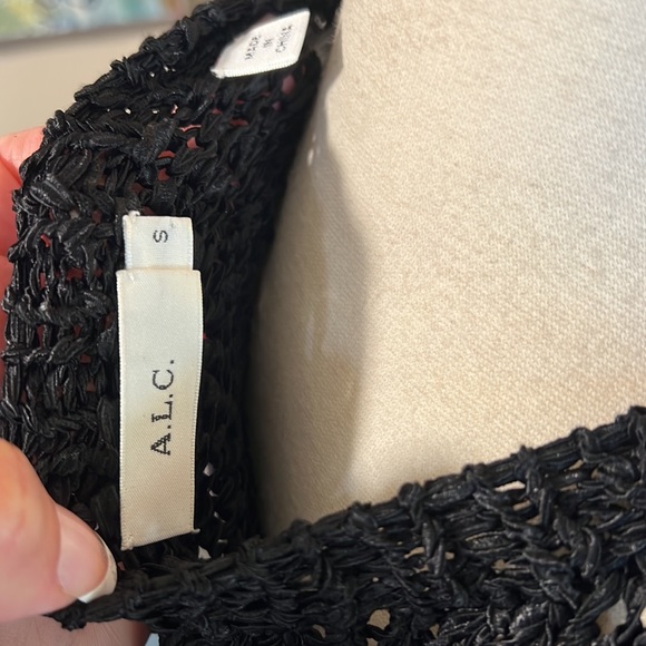 A.L.C. Black Bette Fringed Stretch Crochet-knit Tank Top/Cami - Picture 10 of 11